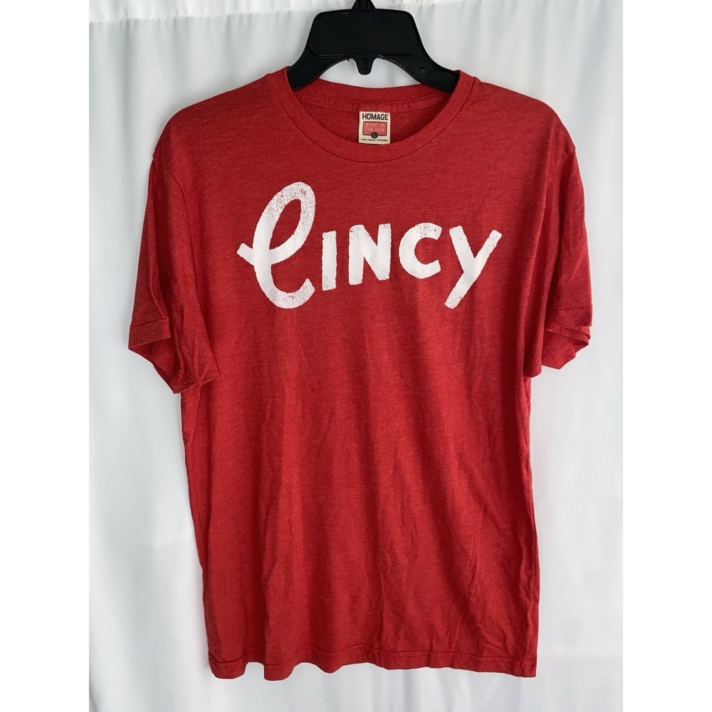 Homage Cincy Script Red Cincinnati Ohio Reds T Shirt Large